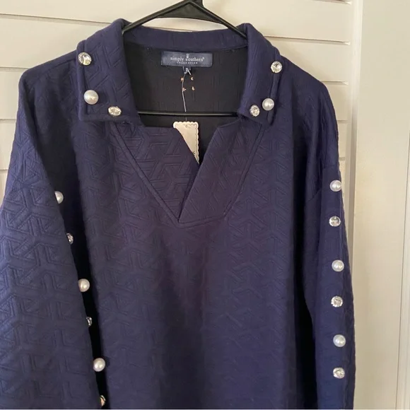 Simply Southern Winter Jewelled Quilted Top New with Tags Blue - Picture 2 of 6